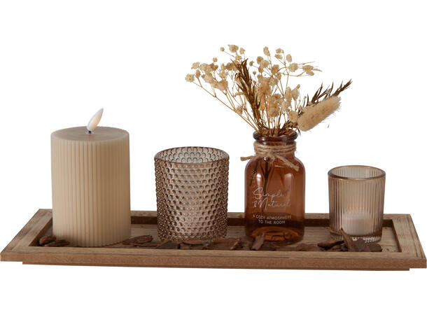 Lysfat lysglass m/LED gaveeske 2ass Treplate MDF og glass – 2 farger ass 