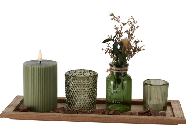 Lysfat lysglass m/LED gaveeske 2ass Treplate MDF og glass – 2 farger ass 