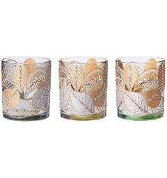 Lysglass blankt m/glitterblad 7x8cm 3ass Display 12stk
