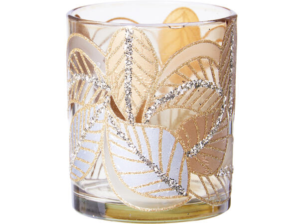 Lysglass blankt m/glitterblad 7x8cm 3ass Display med 12stk 
