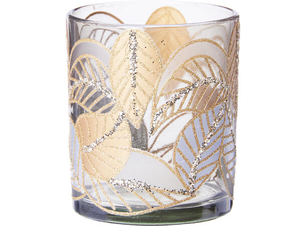 Lysglass blankt m/glitterblad 7x8cm 3ass Display med 12stk 