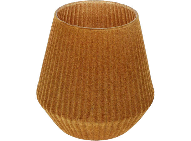 Lysglass stripet glass gullbrun 13x14cm 