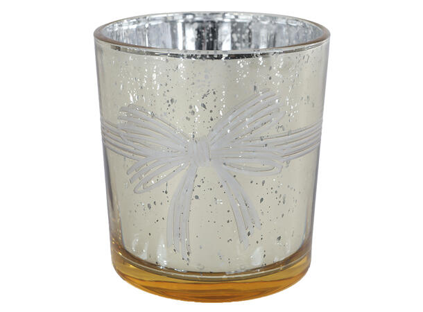 Lysglass telys gull glass sløyfe 7,5x8cm 