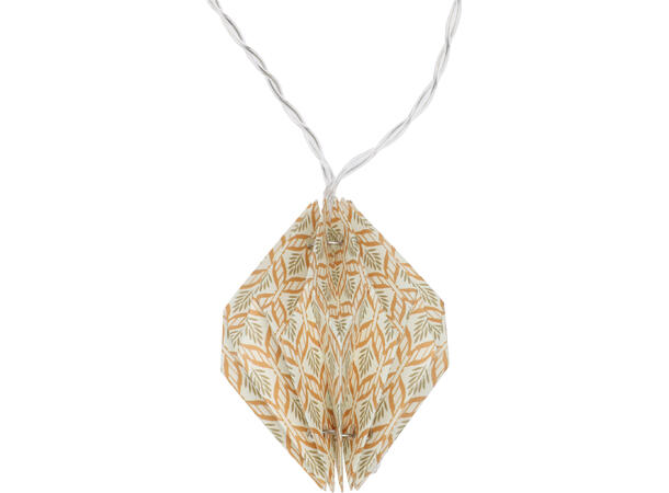 Lyslenke 10 LED papir-diamant 3,5m 3ass Batteri 2xAA ikke inkl Timer 6/18t 