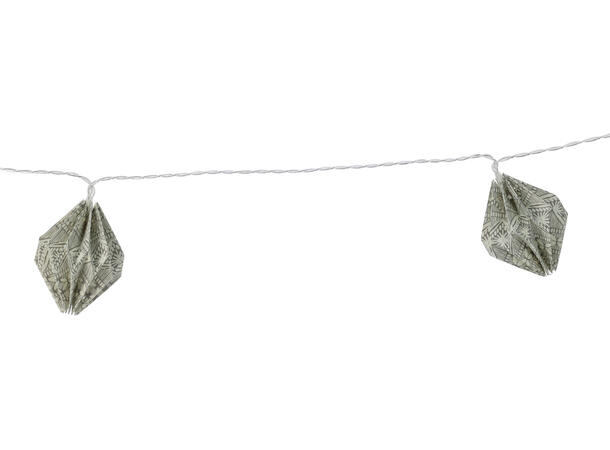 Lyslenke 10 LED papir-diamant 3,5m 3ass Batteri 2xAA ikke inkl Timer 6/18t 