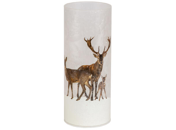 Lyslykt LED hjortedyr familie 8x20cm 3xAA Batteri, Timer, 10 LEDpærer 