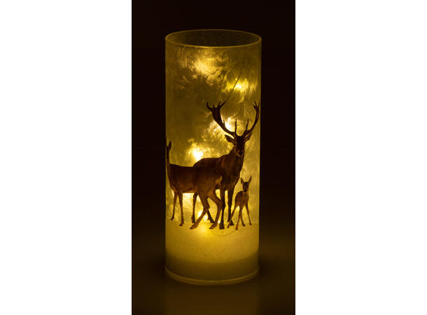 Lyslykt LED hjortedyr familie 8x20cm 3xAA Batteri, Timer, 10 LEDpærer 