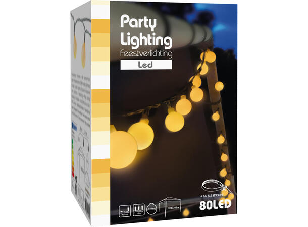 Lysslynge LED 80 lys IP44 3m ledning Varmhvit Inne/ute 
