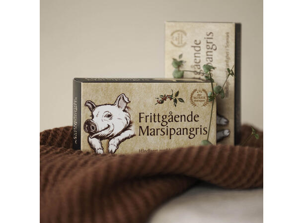Marsipan Frittgående marsipangris 140gr Display 12stk 