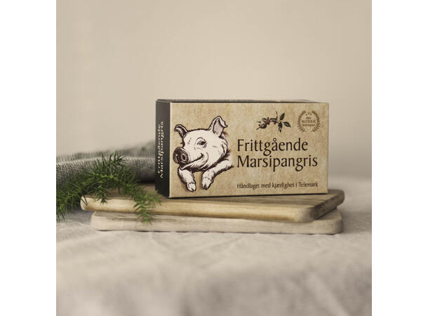 Marsipan Frittgående marsipangris 140gr Display 12stk 