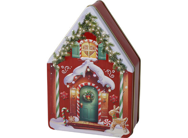 Metallboks Julehus 18x12x6cm 2 ass 