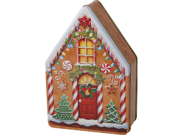 Metallboks Julehus 18x12x6cm 2ass 