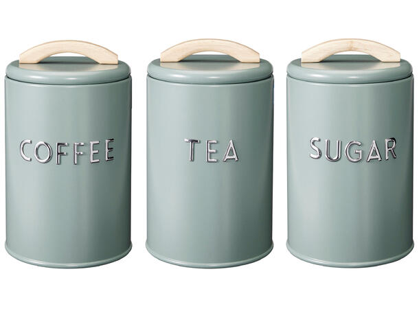 Metallboks m/tekst grønn 11x16,5cm 1300ml Coffee, tea, sugar 