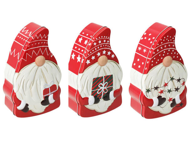 Metallboks nisse rød 20x10x7cm 3ass Forpk 12stk Vekt 130gr 