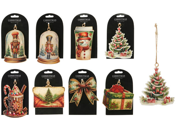 Metalldekor ass julefigurer 10cm 8ass Display 72stk 