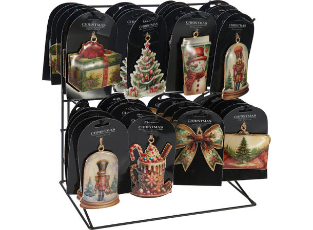 Metalldekor ass julefigurer 10cm 8ass Display 72stk 