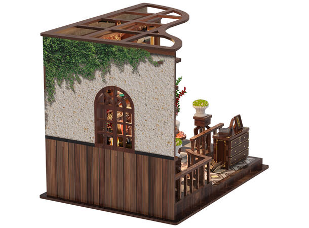 Mini hus DIY Studierommet 21x16,2x17,2cm MDF, papir, stoff. LED lys, uten batteri 