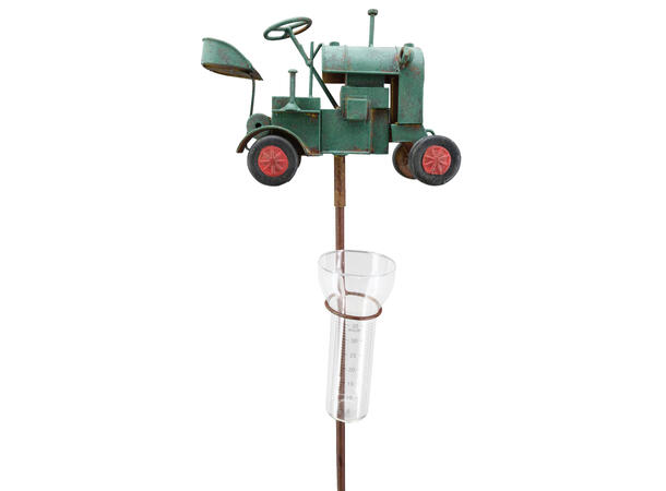 Nedbørsmåler traktor metall 27x11x126cm 