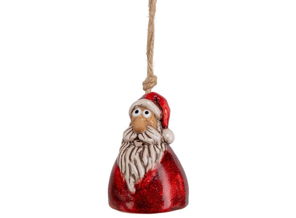 Nisse bjelle sittende rød keramikk 7,5cm 