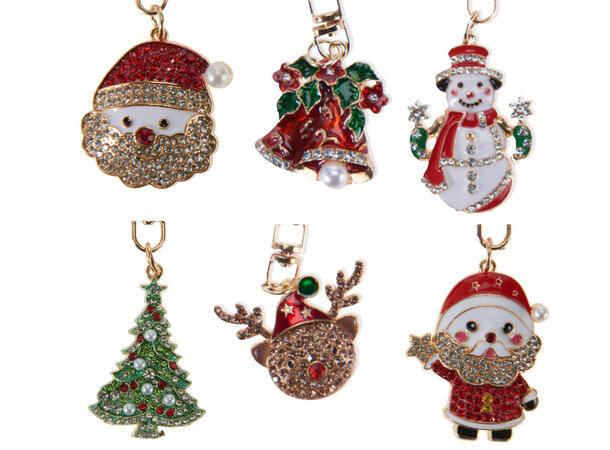 Nøkkelring 9x3cm gullbelagt metall 6ass 