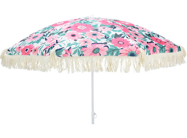 Parasoll flower-power design d:180cm 2as UPF30+ Stamme av stål 
