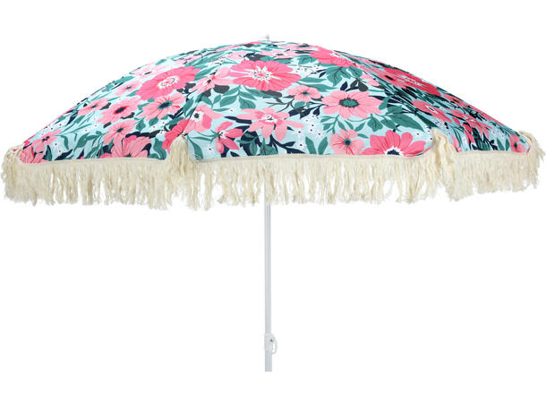Parasoll flower-power design d:180cm 2as UPF30+ Stamme av stål 