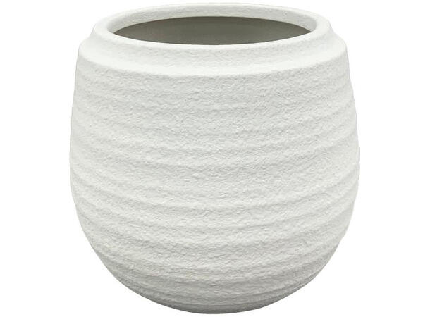 Potte hvit stripet keramikk 19,5x17,5cm 