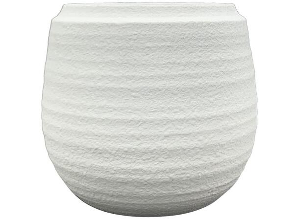 Potte hvit stripet keramikk 19,5x17,5cm 