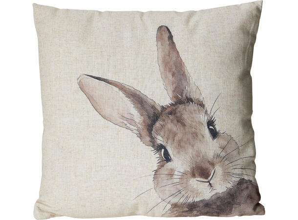 Pute m/fylll kaniner 40x40cm 3ass Fløyel og Polyester 