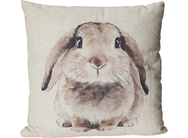 Pute m/fylll kaniner 40x40cm 3ass Fløyel og Polyester 