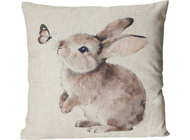 Pute m/fylll kaniner 40x40cm 3ass Fløyel og Polyester 
