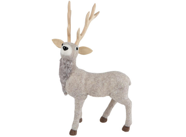 Reinsdyr stående beige tekstil 24x42cm 