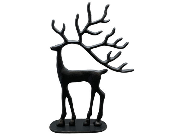 Reinsdyr stående sort metall 16x5,5x24cm 