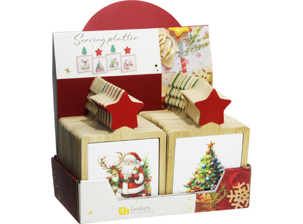 Serveringsbrett bambus m/keramikk 2ass 18x12cm Keramikk: 10x10cm Vekt:180gram 