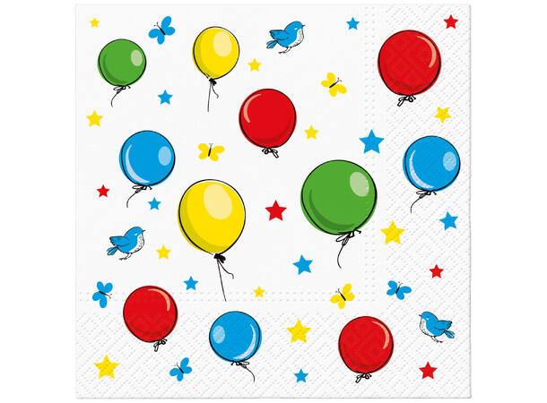 Serviett Bursdag ballonger Lunsjserviett 20 stk 3-lags 33x33cm 