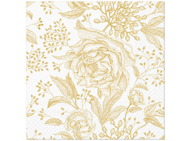 Serviett Peoner gull Lunsjserviett 20 stk 3-lags 33x33cm 