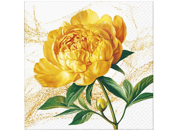 Serviett Peony gul Lunsjserviett 20 stk 3-lags 33x33cm 