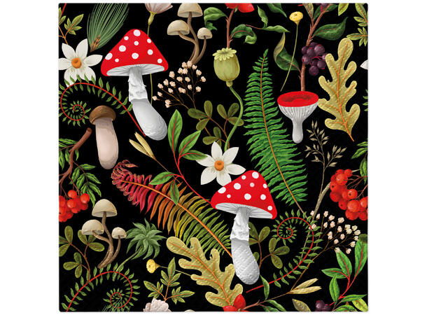 Serviett Skogssopp Lunsjserviett 20 stk 3-lags 33x33cm 