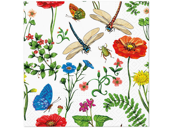 Serviett Ville blomster Lunsjserviett 20 stk 3-lags 33x33cm 