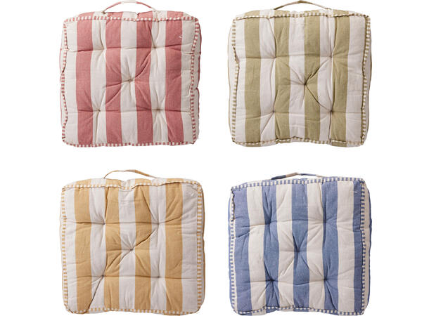Sittepute stripet bomull 40x40x8cm 4ass 