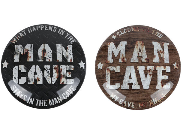 Skilt Mancave brun/sort metall 40cm 2ass 