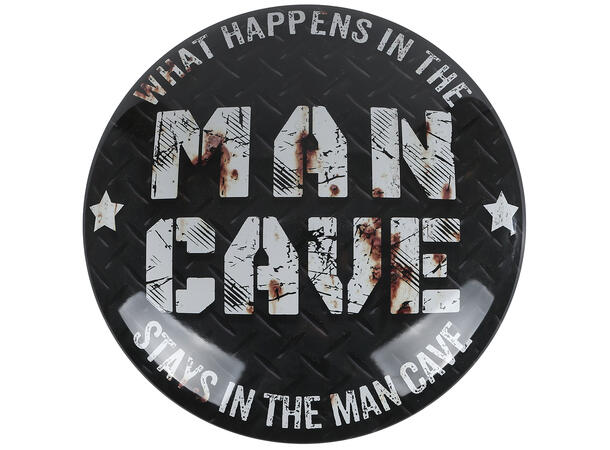 Skilt Mancave brun/sort metall 40cm 2ass 