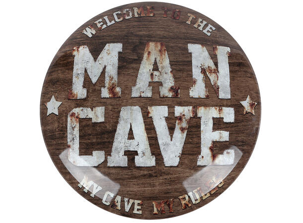 Skilt Mancave brun/sort metall 40cm 2ass 