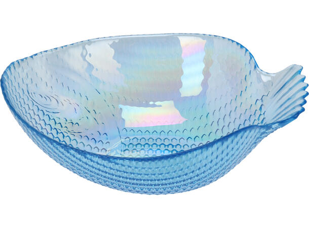 Skål fisk blått glass 17x13x5,5cm 2ass Forpakning: 12stk Vekt:223gram 