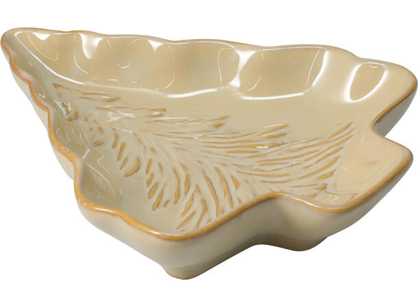 Skål juletre porselen 16x13cm 3ass Brun,hvit, beige 