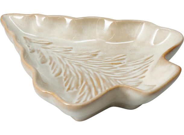 Skål juletre porselen 16x13cm 3ass Brun,hvit, beige 