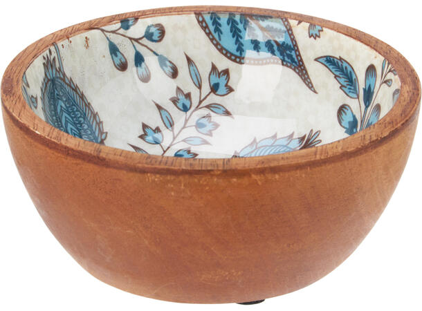 Skål mangotre 12x5cm m/blå dekor 2asx Forpk 24stk 