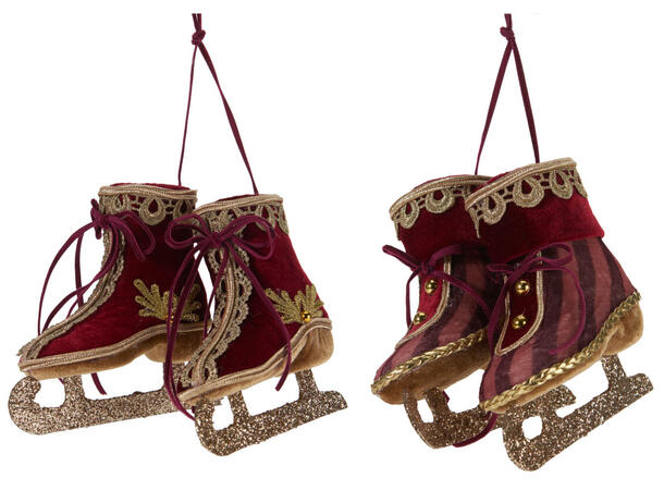 Skøyter hengepynt fløyel gull 