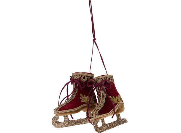 Skøyter hengepynt fløyel gull 