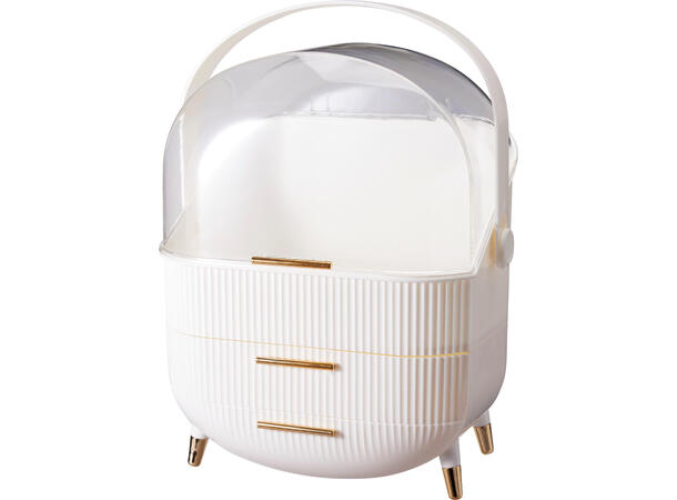 Sminkeorganisator m/lokk 25x18,5x32cm 3 skuffer med ransparent lokk 